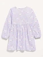 Printed Long-Sleeve Dress for Toddler Girls