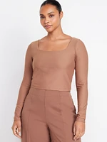 PowerSoft Long-Sleeve Crop Support Top