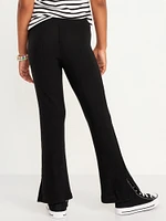 Plush High-Waisted Ribbed Flare Pants for Girls