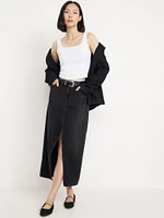 Mid-Rise Jean Maxi Skirt