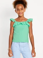 Fitted Ruffle-Trim Tank Top for Girls