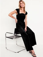 Fit & Flare Velvet Jumpsuit