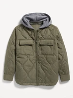 Quilted Hooded Shacket for Boys