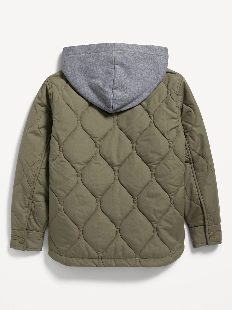 Quilted Hooded Shacket for Boys