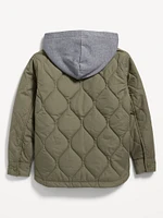 Quilted Hooded Shacket for Boys