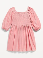 Smocked Velvet Dress for Toddler Girls