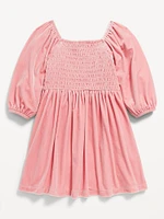 Smocked Velvet Dress for Toddler Girls