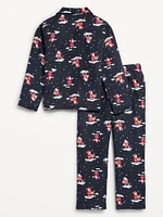 Gender-Neutral Printed Button-Front Pajama Set for Kids