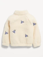 Long-Sleeve Half-Zip Embroidered Sweater for Toddler Girls