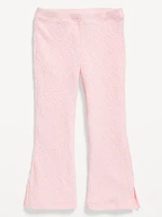 Textured Ribbed Side-Slit Flare Leggings for Toddler Girls