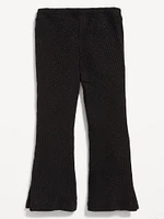 Textured Ribbed Side-Slit Flare Leggings for Toddler Girls