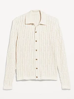 Button-Down Cable-Knit Sweater