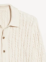 Button-Down Cable-Knit Sweater