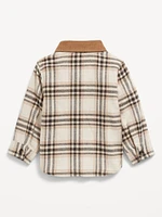 Long-Sleeve Corduroy-Trim Flannel Shirt for Baby