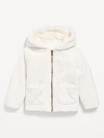 Faux-Fur Full-Zip Hooded Jacket for Toddler Girls