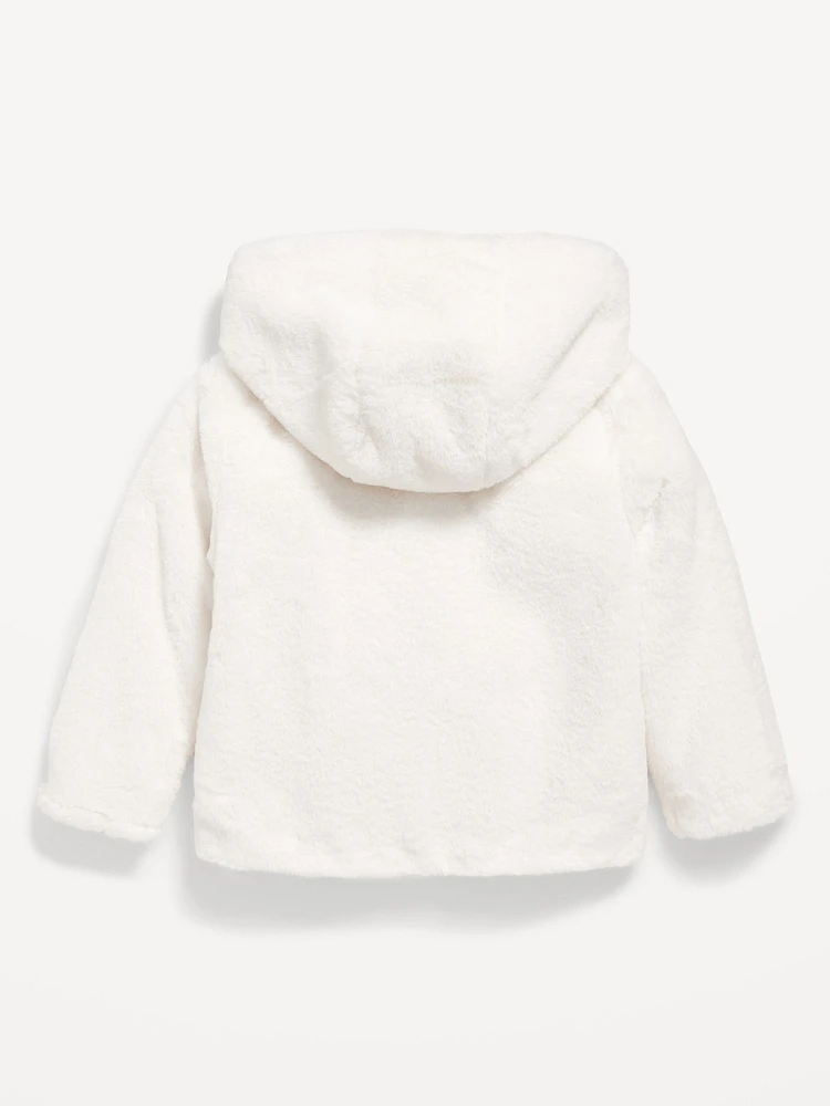 Faux-Fur Full-Zip Hooded Jacket for Toddler Girls