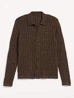 Button-Down Cable-Knit Sweater