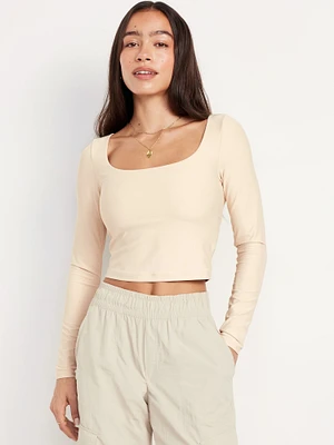 PowerSoft Long-Sleeve Crop Support Top