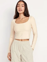 PowerSoft Long-Sleeve Crop Support Top