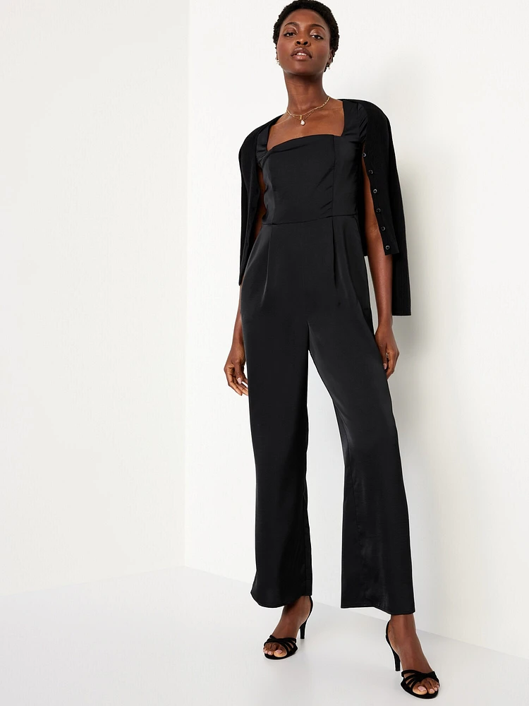 Fit & Flare Satin Jumpsuit