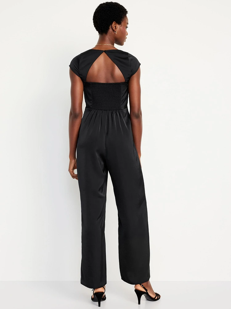 Fit & Flare Satin Jumpsuit