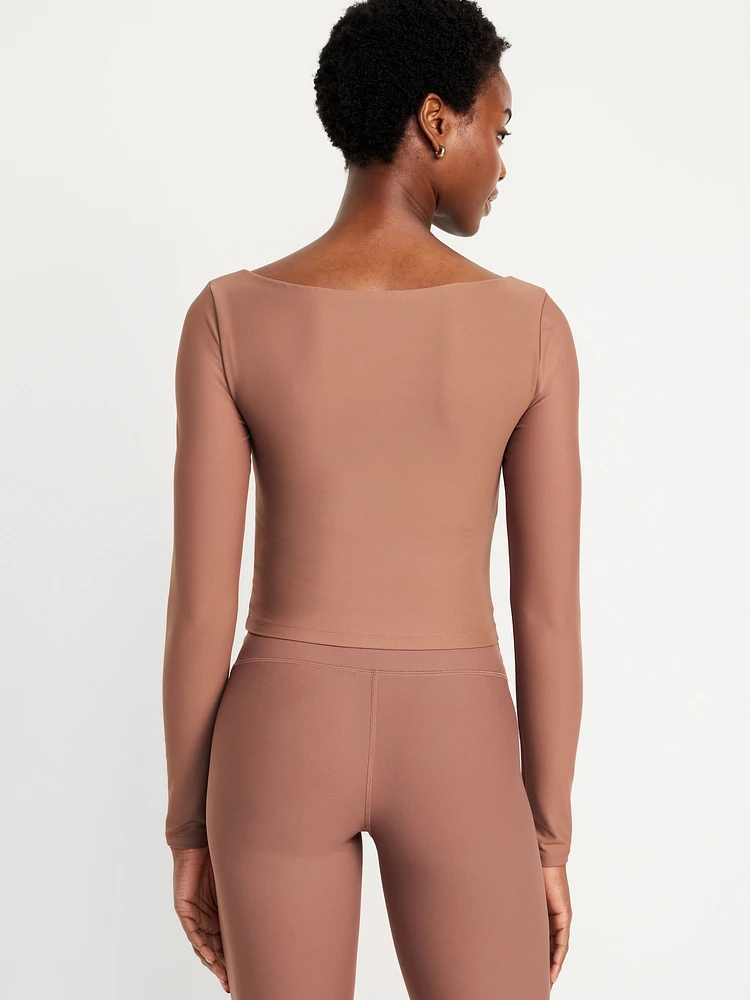 PowerSoft Long-Sleeve Crop Support Top