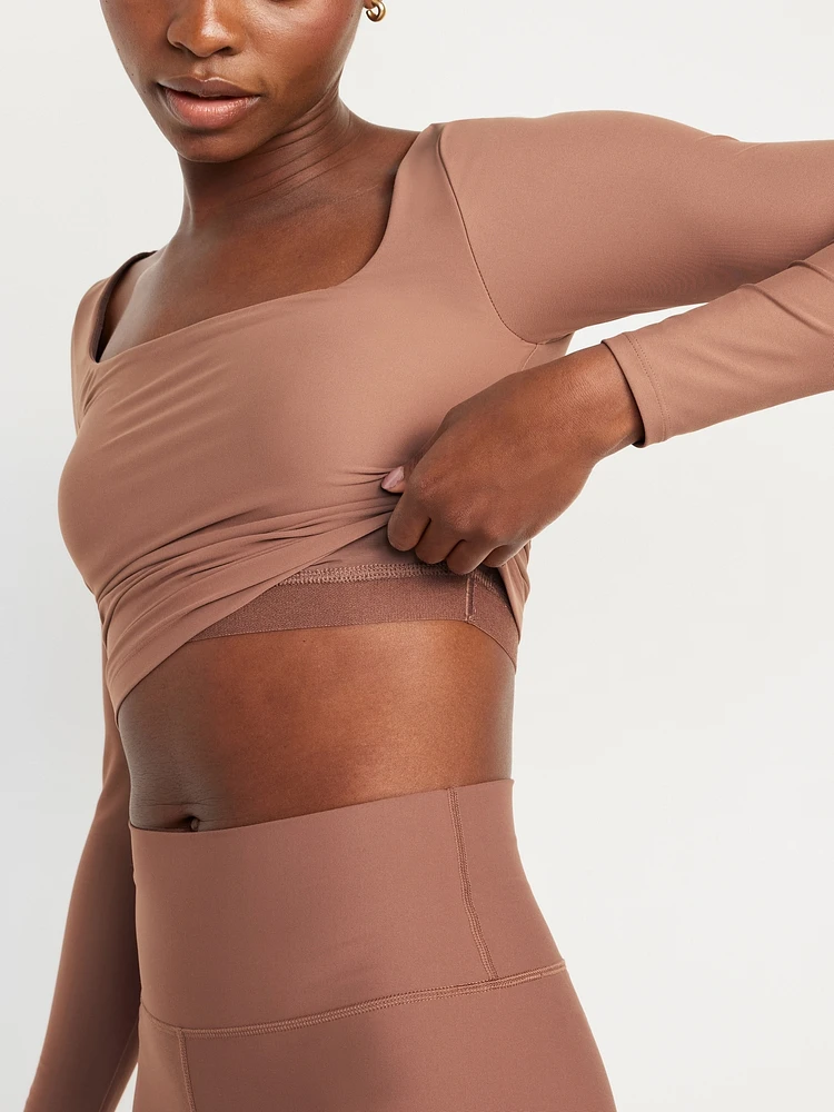 PowerSoft Long-Sleeve Crop Support Top