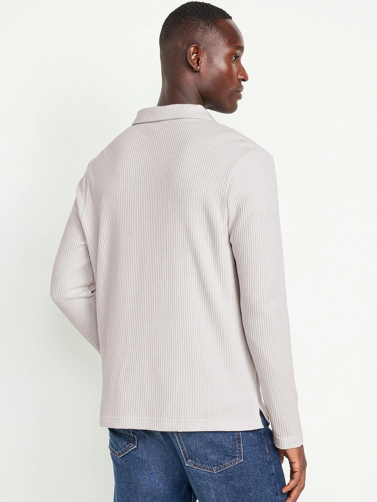 Quarter-Zip Waffle Polo Sweater