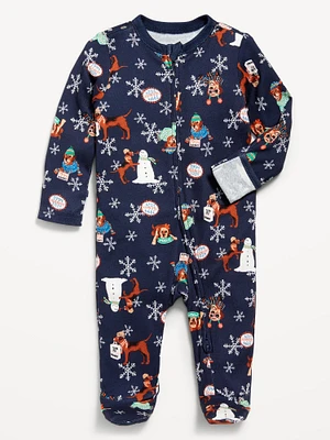 2-Way-Zip Printed Sleep & Play Footed One-Piece for Baby