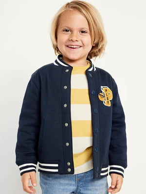 Button-Front Graphic Bomber Jacket for Toddler Boys