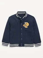 Button-Front Graphic Bomber Jacket for Toddler Boys