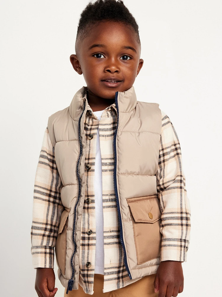 Water-Resistant Quilted Utility Puffer Vest for Toddler