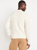 Button-Down Cable-Knit Sweater