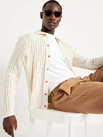 Button-Down Cable-Knit Sweater