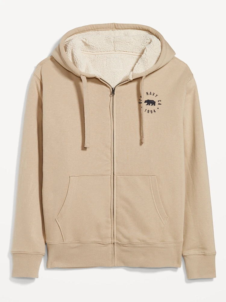 Sherpa-Lined Logo Zip Jacket