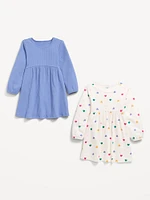 Long-Sleeve Dress 2-Pack for Toddler Girls