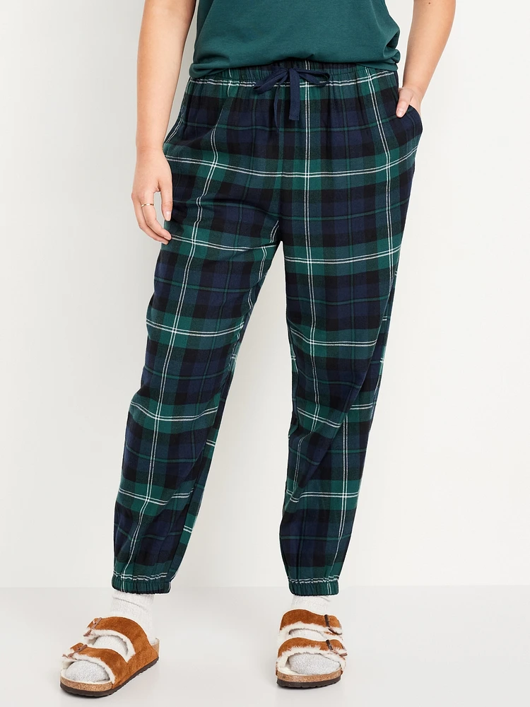 High-Waisted Flannel Pajama Joggers