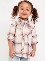 Long-Sleeve Plaid Pocket Shirt for Toddler Girls