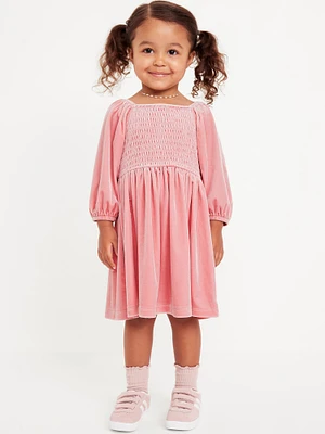 Smocked Velvet Dress for Toddler Girls