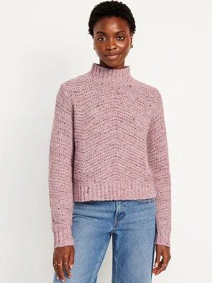 Mock-Neck Crop Sweater