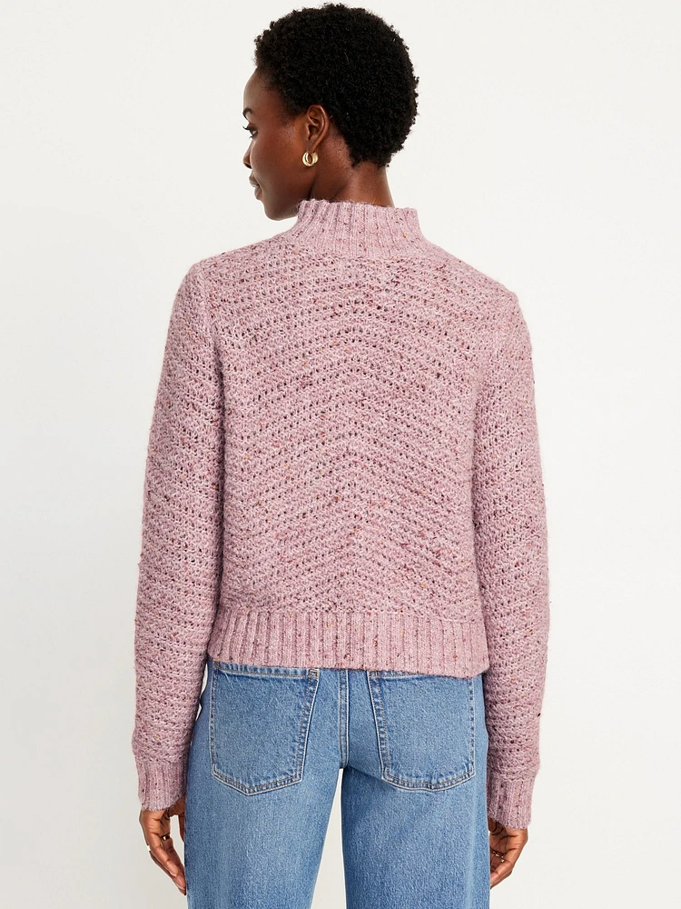 Mock-Neck Crop Sweater