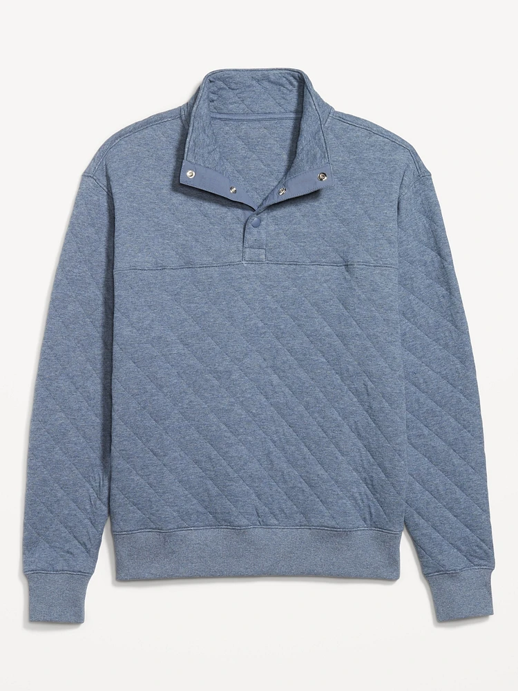 Quarter-Snap Quilted Fleece Sweatshirt