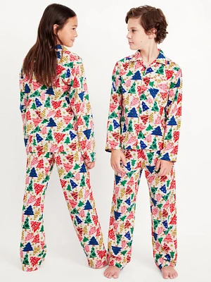 Gender-Neutral Printed Button-Front Pajama Set for Kids