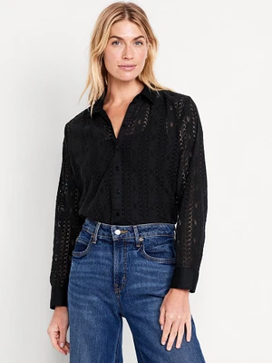 Lace Button-Down Shirt