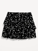 Tiered Ruffled Velvet Skirt for Girls