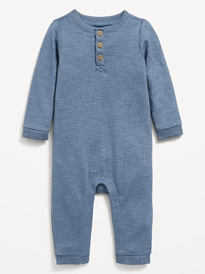 Long-Sleeve Henley One-Piece for Baby