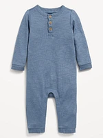 Long-Sleeve Henley One-Piece for Baby