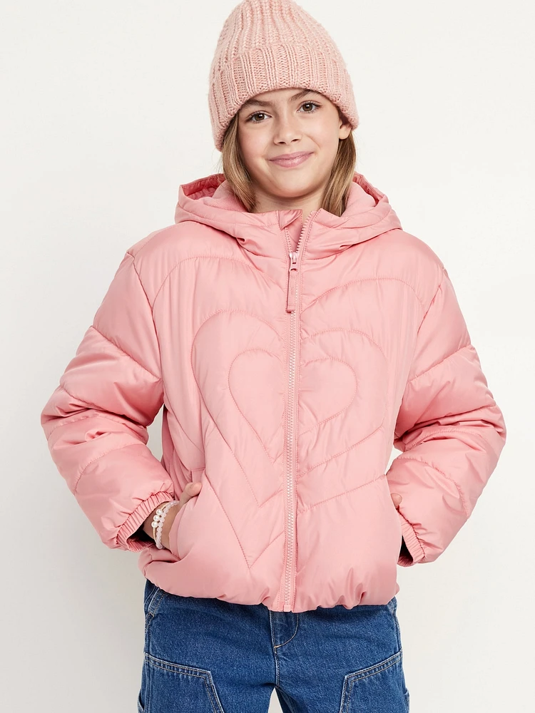 Water-Resistant Quilted Puffer Jacket for Girls