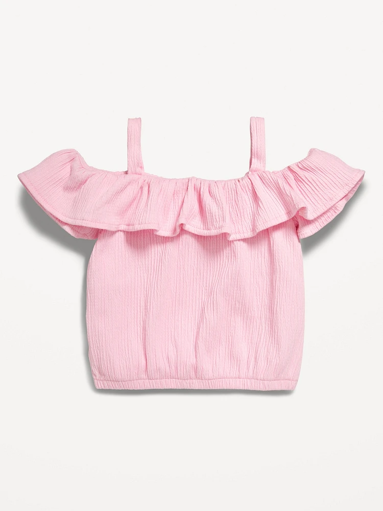 Off-The-Shoulder Ruffled Jacquard-Knit Top for Baby