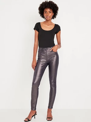 High-Waisted Shine Rockstar Super-Skinny Jeans